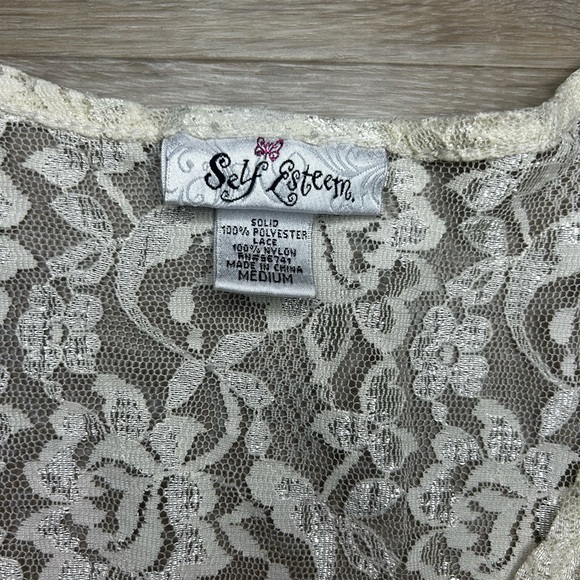 Self Esteem Cream Lace Babydoll Top Size M Y2K Peplum - Picture 8 of 8